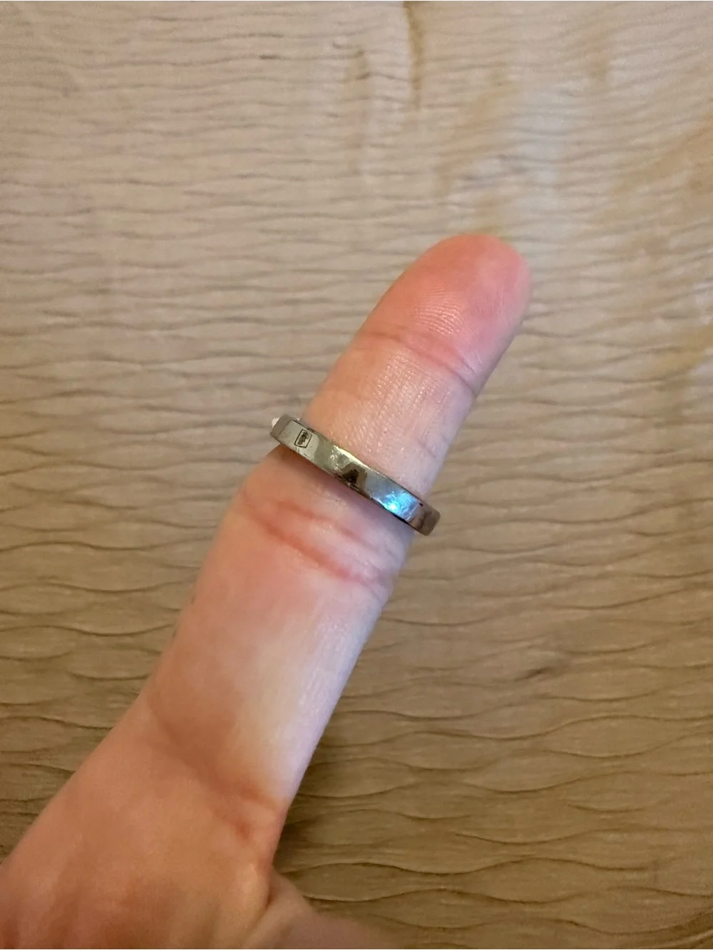 Coach White Pointed Stone Ring with Silver Band